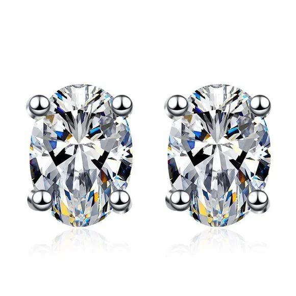 Certified 4ct. t.w. Moissanite Diamond Oval Cut Stud Earrings NEW